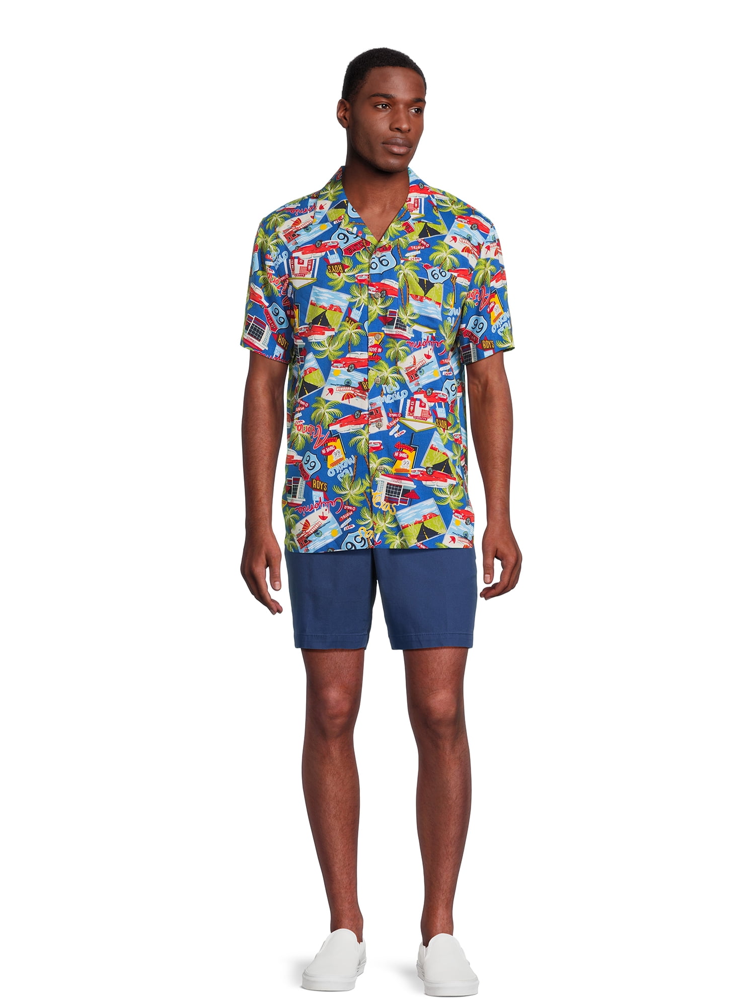 George Men's & Big Men's Short Sleeve Rayon Button-Up Camp Shirt, Sizes S-3XL