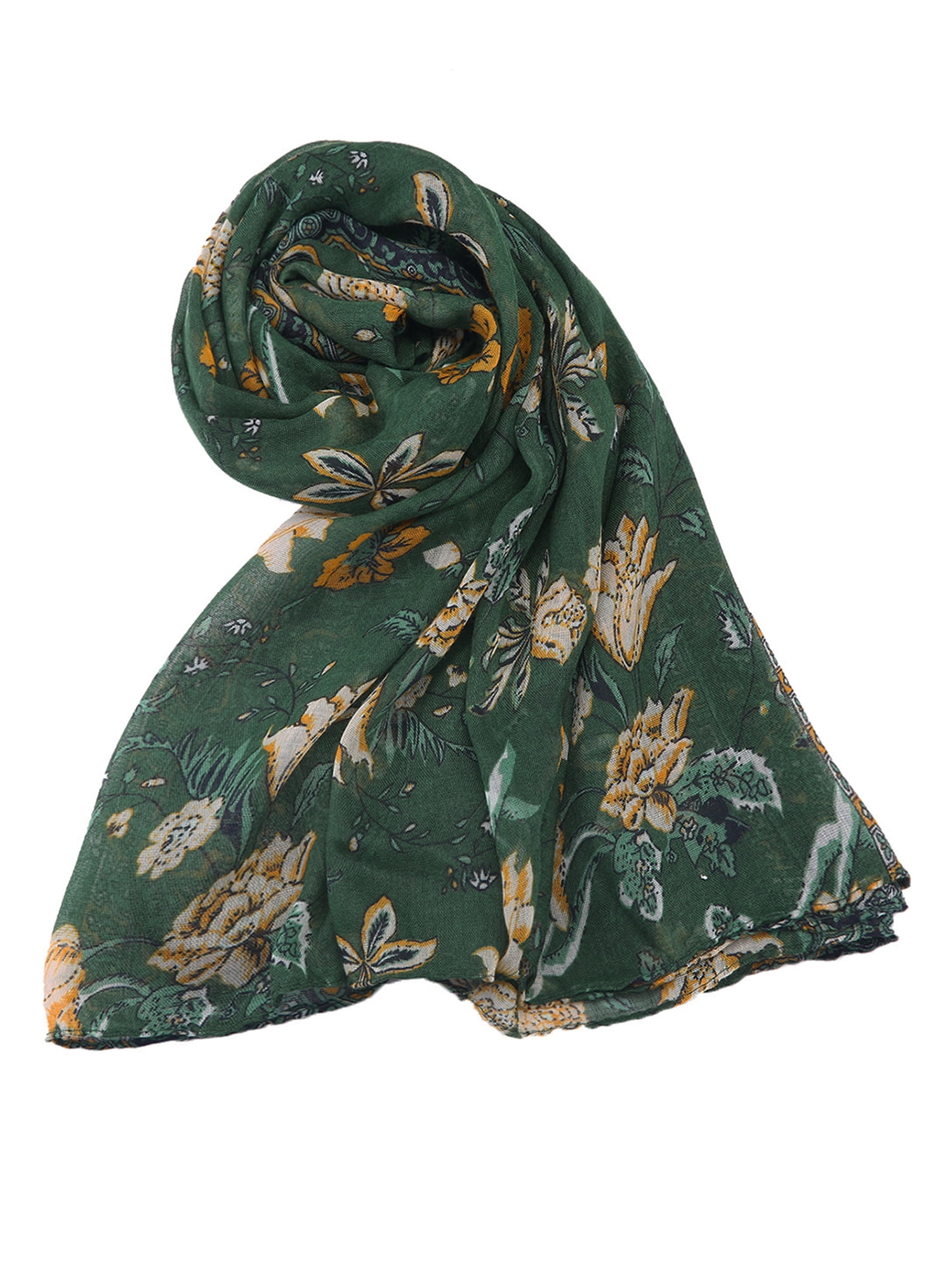 Unique Bargains Balinese Yarn Large Polyester Scarves Beach Shawls Vintage Wraps For Women Dark Green