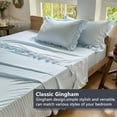 thumbnail image 3 of Light Blue Gingham Ruffle King Sheet Set, Blue Soft Pre-Washed Microfiber Plaid Ruffled King Bed Sheets, 4-Pieces Farmhouse Sheet Set with Deep Pocket, 3 of 8
