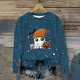 thumbnail image 2 of DOSUKRAI Halloween Graphic Sweatshirts for Women 2025 Trendy Cute Ghost Print Long Sleeve Sweatshirt Crewneck Spooky Season Sweaters Navy,XL, 2 of 9
