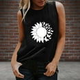 thumbnail image 2 of Women Going Out Summer Tank Tops Casual Printed Loose Series Sunflower Sleeveless Blouse Undershirt,Black,M, 2 of 4