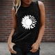 thumbnail image 4 of Gibobby Casual Impreso Sin mangas Mujer Girasol Top Blusa suelta para mujer(Negro,CH), 4 of 4