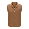 thumbnail image 4 of HomeDM Women's Button Down Tank Tops, Sleeveless Collared Tops Summer Casual Shirts - Brown/L, 4 of 8