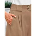 thumbnail image 5 of Womens Casual 2025 Trendy Summer Elastic High Waisted Pleated Side Slit Business Work Shorts Pockets Khaki M, 5 of 7