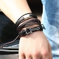thumbnail image 2 of Pulsera de cuero tejida para mujer, conjunto de pulseras vintage, pulseras de aleación con guitarra, 2 of 5