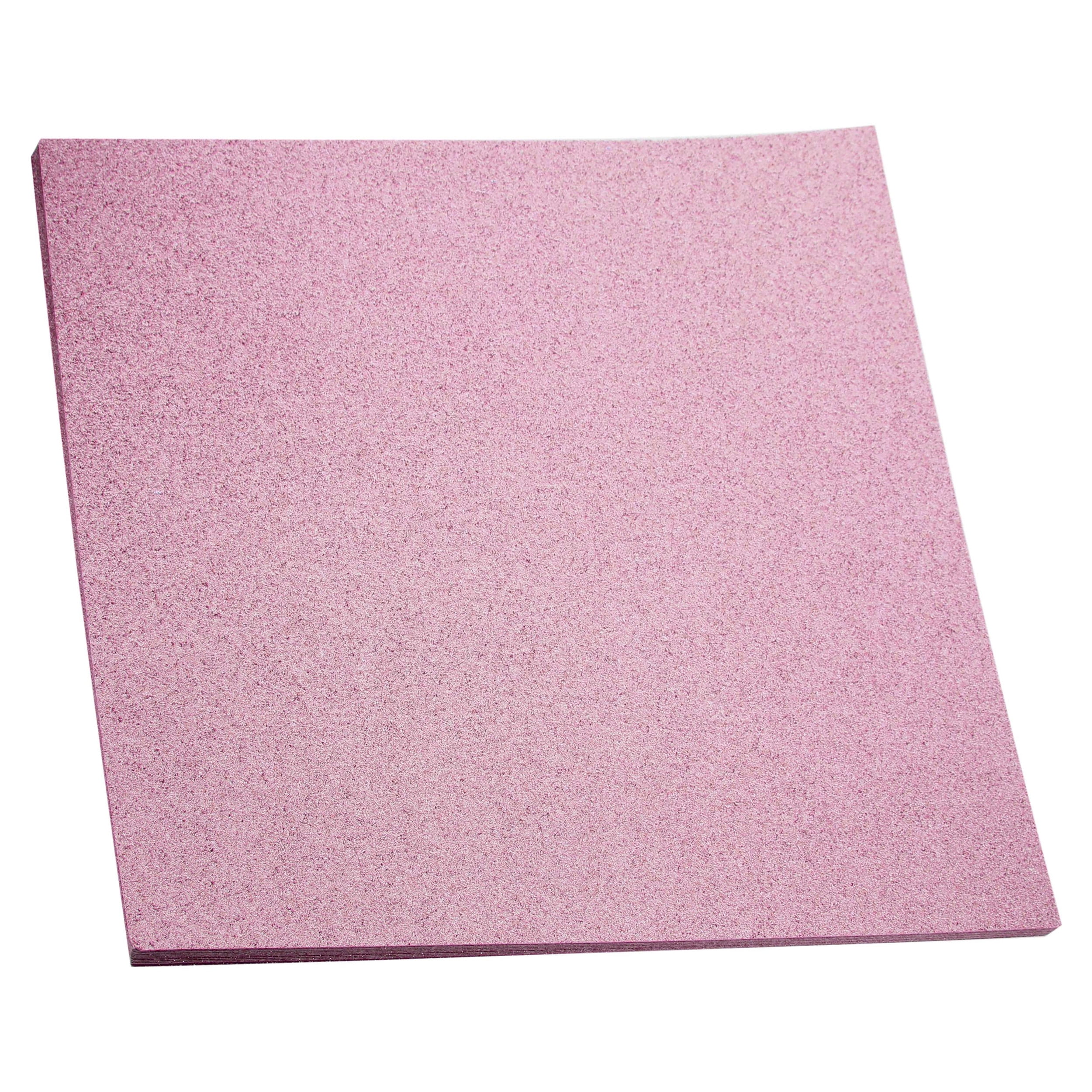 CraftyBook Glitter Cardstock Set - 15 Sheets of Rose Pink 12x12in Glitter Paper
