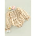 thumbnail image 3 of Bagilaanoe Newborn Baby Girl Rompers Plaid Print Long Sleeve Off-shoulder Bodysuit 3M 6M 12M 18M Infant One Piece Jumpsuit, 3 of 8