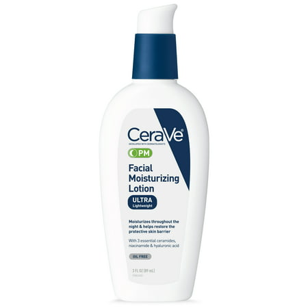 CeraVe PM Lotion, Face Moisturizer for Night Use, (Best Drugstore Moisturizer For Acne Skin)