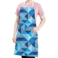 thumbnail image 5 of Blue Geometric Pattern Apron-Garden Aprons for Women with Pockets-Cotton Linen Waterproof Kitchen Cooking Gardening Aprons Adjustable for Kitchen,Cooking,BBQ and Salon 33x27 Inch, 5 of 7