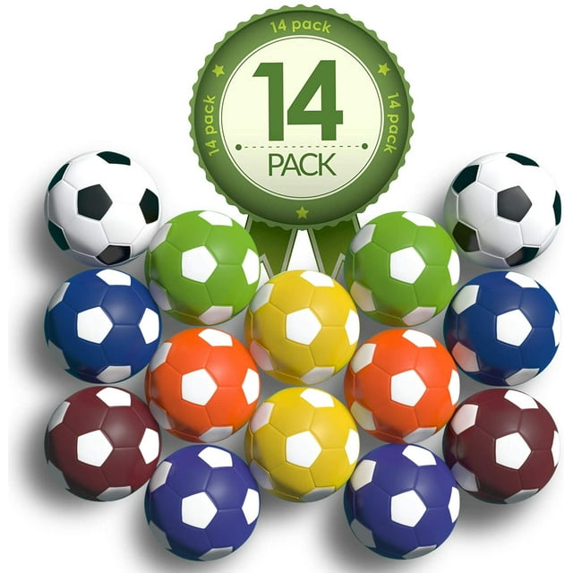 Colonel Foosball Table Replacement Foosballs- 14 Pack - 36Mm Game Tabletop Size - Multi Colored Tabletop Soccer Balls