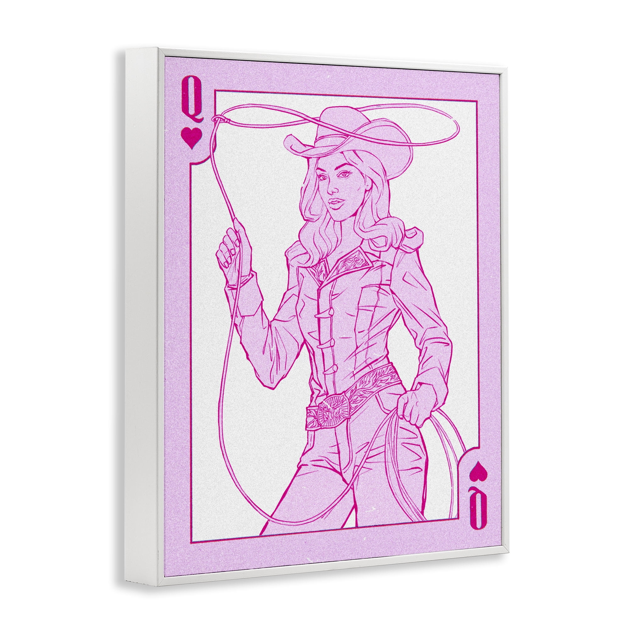 Stupell Industries Cowgirl Queen of Hearts White Framed Giclee Art, design by Ziwei Li
