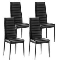 VEVOR Modern Dining Room Accent Chairs Set of 4, Upholstered Leather Side Chair for Dining Tables, Space-Saving Kitchen Table Chair with Thick Cushions and Metal Legs, Black