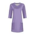 thumbnail image 7 of Duoif Shirts for Women, Womens Tunics to Wear with Leggings Summer 3/4 Length Sleeve V Neck Tshirts with Pockets Long Blouses Casual Womens Tops Purple XL, 7 of 7