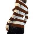 thumbnail image 2 of Fortune Women Striped Knitted Pullover Long Sleeve Slim Tops Casual Contrast Color Tops, 2 of 9