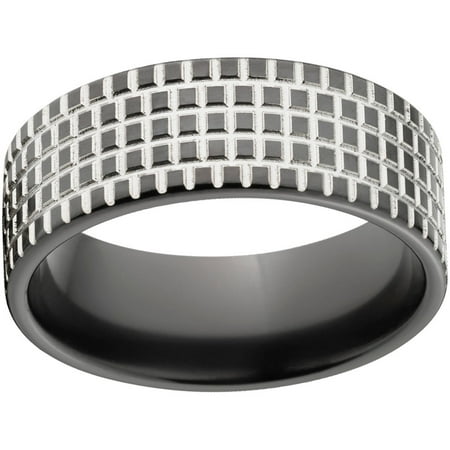 Custom Men's Tire Tread 8mm Black Zirconium Wedding Band with Comfort Fit Design