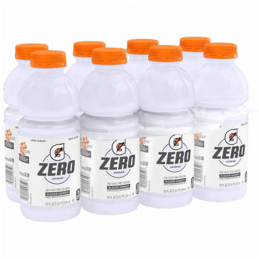 Pack of 2 - Gatorade Zero Sugar White Glacier Cherry Sports Drink Multipack Bottles 8 bottles / 20 fl oz