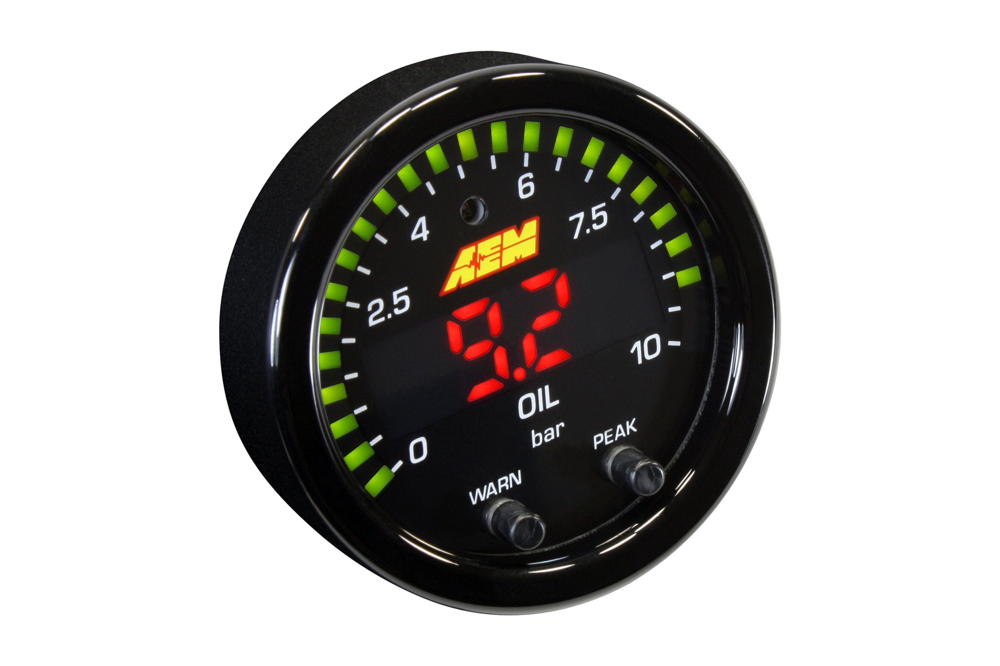 AEM 30-0307 X-Series Oil Pressure Gauge 0-150psi 0-10bar 2-1/16 Black Bezel/Face