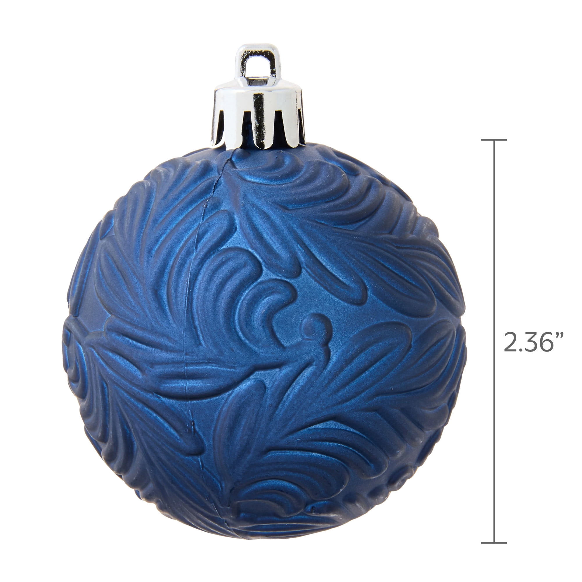 24-Count Navy and Silver Shatterproof Ball Christmas Ornaments, 2.36 in, by Holiday Time