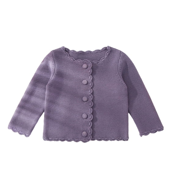 MXIEZI Infant Baby Girls Knitted Cardigan Sweater Thickened Button Closure Tops for Fall Winter Toddler Girls Warm Outwear Coat Cozy and Stylish Knitted Sweaters for Ages 9 Months - 7 Years old