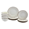 thumbnail image 2 of Tabletops Gallery Monroe 12 Piece Embossed Stoneware Dinnerware Set, Cream White (Service for 4), 2 of 11