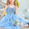 thumbnail image 3 of Mikilon Dress for Girls Sparkly Sequin Tulle Princess Birthday Party Prom Outfit Toddler Girls Sneaker Ball Gown Dress, 3 of 3