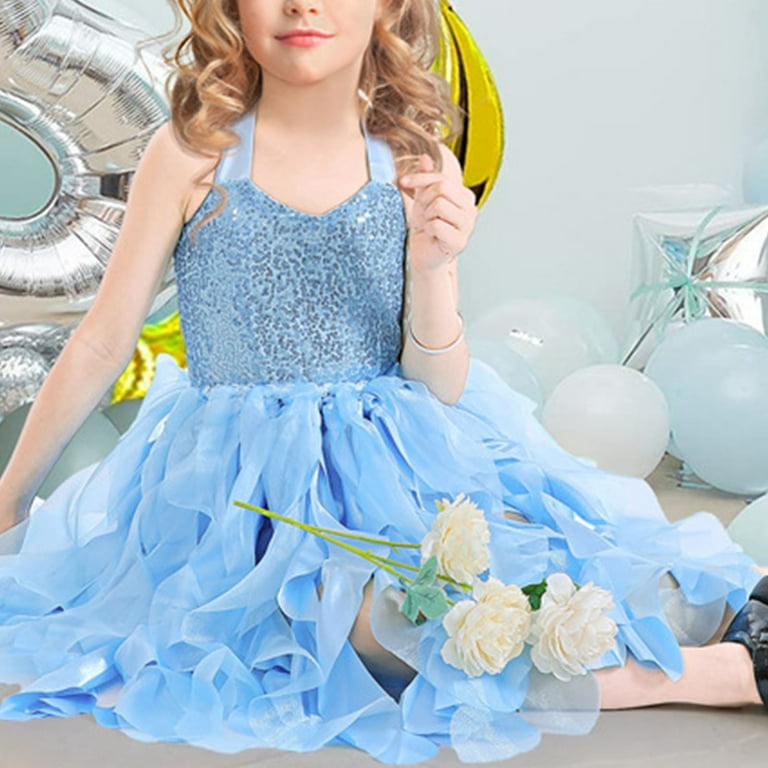 blue dress for baby girl Sky Blue Spaghetti Straps Party Dress, Cute A-Line Tulle Homecoming Dr main image 0