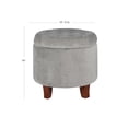 thumbnail image 3 of HomePop Pouf de Rangement Rond en Velours Capitonné à Boutons avec Couvercle Amovible, Gris, 3 of 5