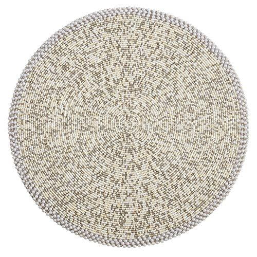 Fennco Styles Goa Collection Contemporary Pearl Glass Beaded 14 x 14 Inch Place Mat – Variety Color Placemat for Banquets