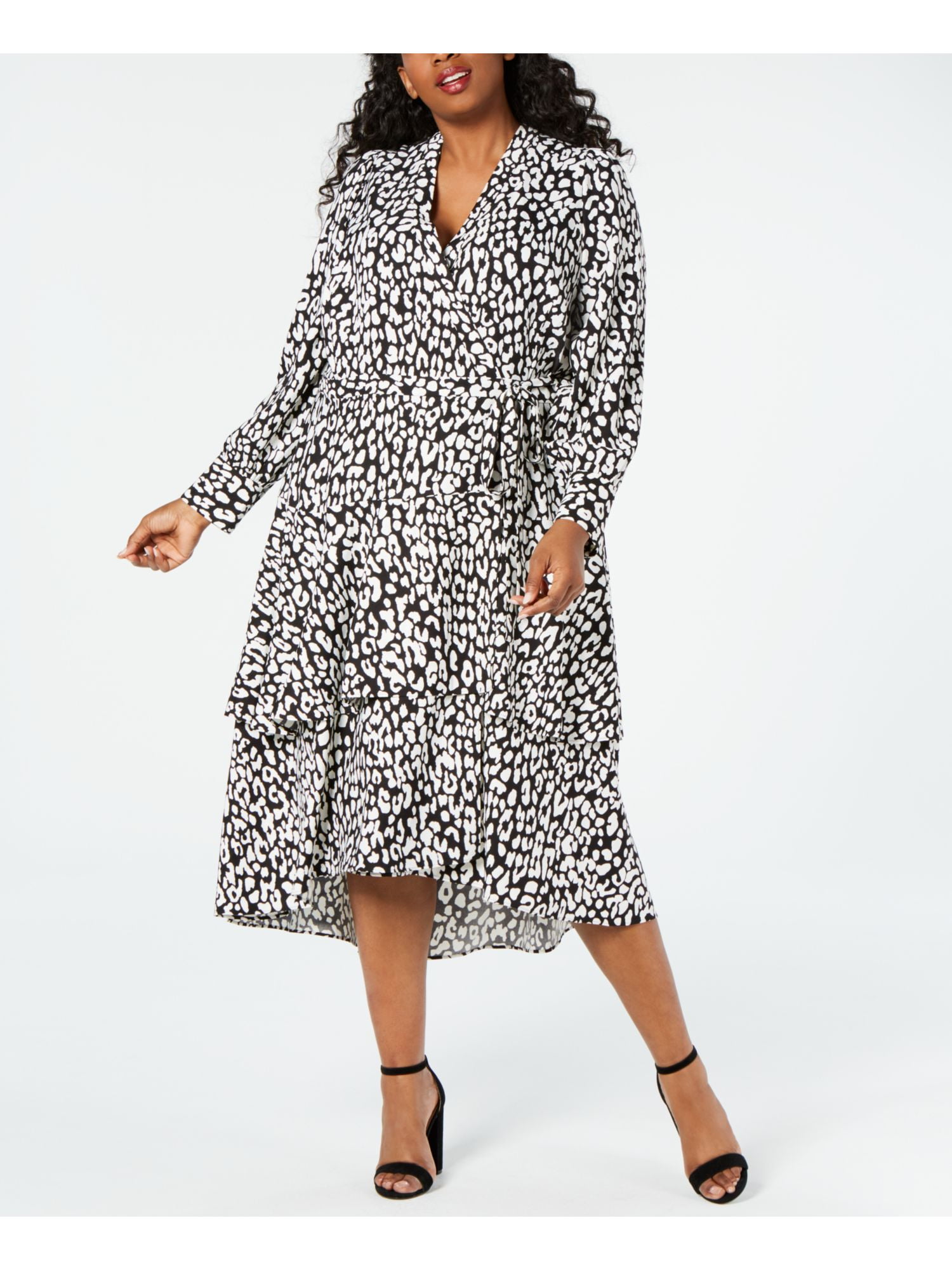 CALVIN KLEIN Womens Black Long Sleeve Midi Wrap Dress Plus 22W - Walmart.com