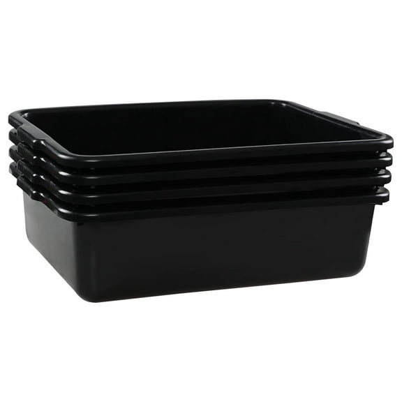 4-Pack Bus Tubs, 22 L Plastic Utility Bus Box, Black