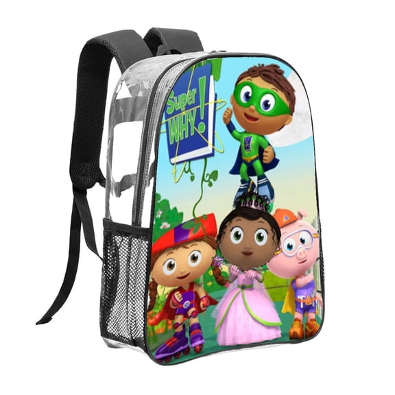 super why Pattern Transparent Backpack Lightweight And fashionable Showcasing Personality And Leading The Trend