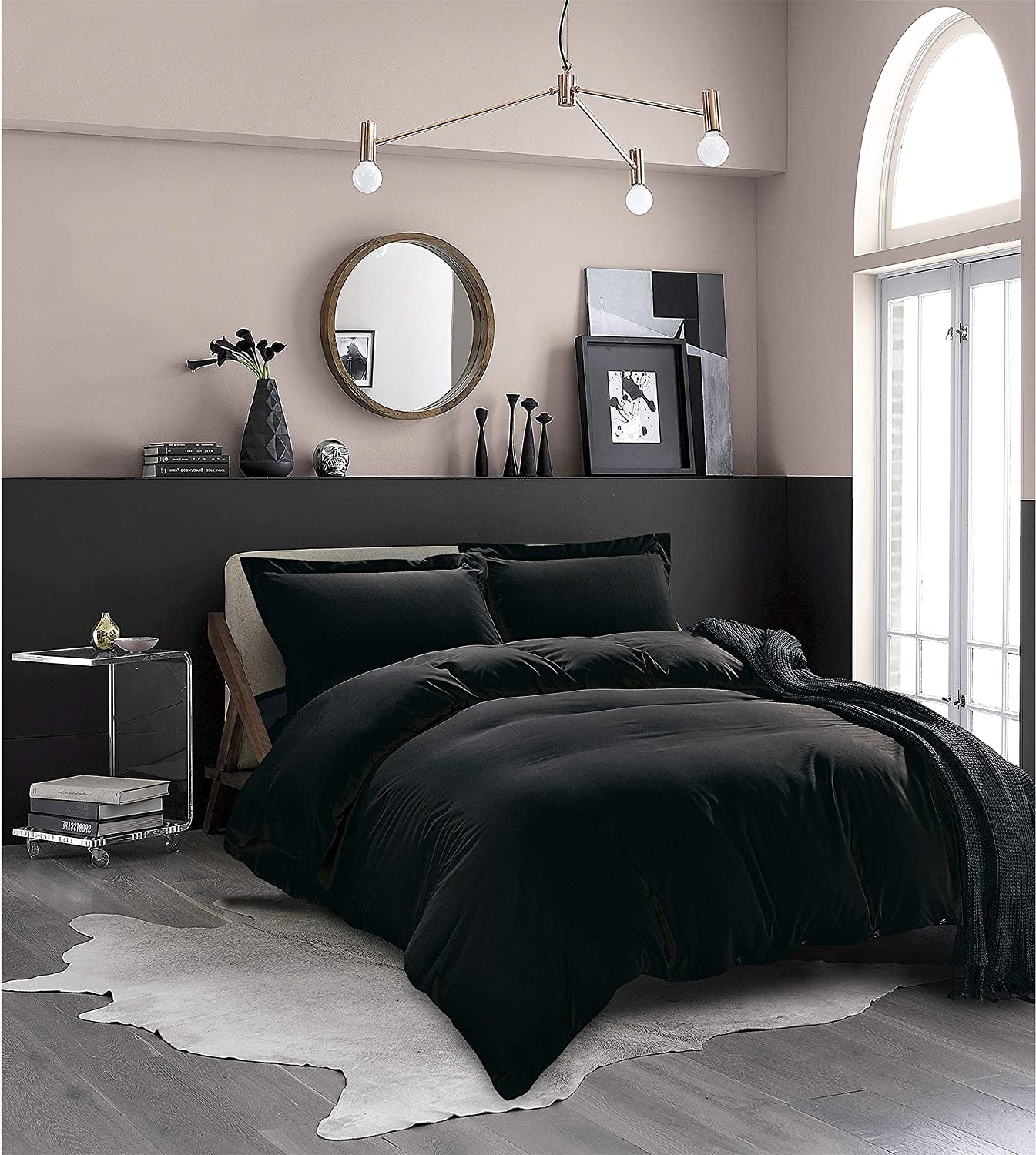 Elegant Comfort 2-Piece Duvet Cover Set, 1800 Premier, Button Closure, Solid Color - Cooling, Breathable Material- Wrinkle, Fade, Stain Resistant, Twin/Twin XL, Black