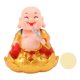 thumbnail image 1 of Statue de Bouddha solaire Maitreya hochant la tête, décoration de voiture, jouet secouant la tête pour la richesse et la fortune, vêtements dorés, 1 of 4