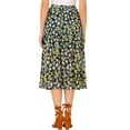 thumbnail image 3 of INSPIRE CHIC Women's Floral Midi Tiered Chiffon A-Line Swing Skirt M Black A, 3 of 6