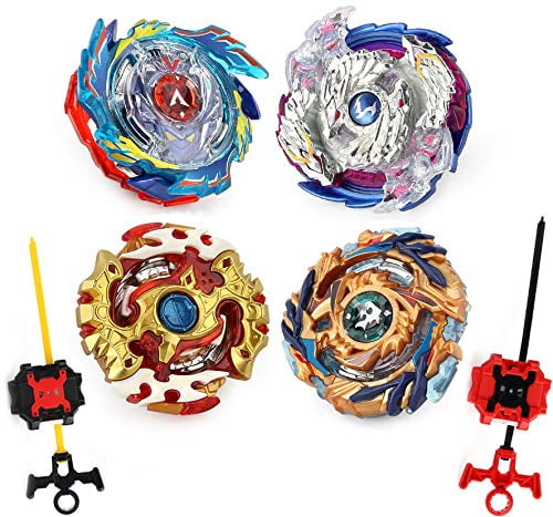 Burst Gyro Set Spinning Top Metal Fusion Gyros Toy with 4D Launcher Stater 