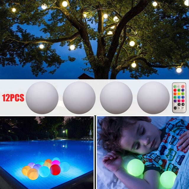EGNMCR LED Beach Ball Pool Toy with Remote Control Pool Game Night Lighting Inflatable glow ball