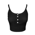 thumbnail image 7 of Women’s Scoop Neck Sleeveless Crop Tank Slim Fitted Button Henley Cropped Cami Top Casual Workout Yoga Tanks Blouses, 7 of 7