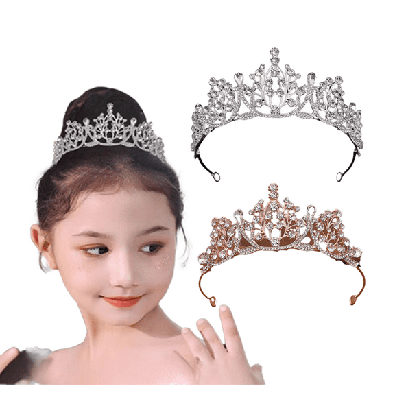 Yoyauz Kids Crystal Headgear for Kids Girls Princess Outfit Rhinestone Crown Headband Wedding Hair Ornament Birthday Sacrament Pageant Halloween Christmas Cake Decoration Gifts