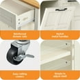 thumbnail image 4 of Craftian Kitchen Island with Power Outlets & Drop Leaf, Kitchen Island Cart with Trash Storage,White, 4 of 8