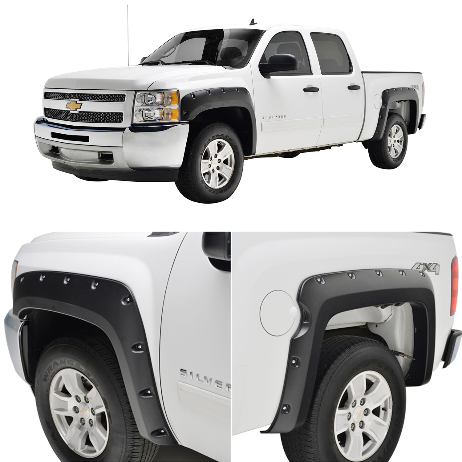 EAG ABS Fender Flare Rivet Style Fit for 0713 Silverado 1500(5.9 Ft Bed)