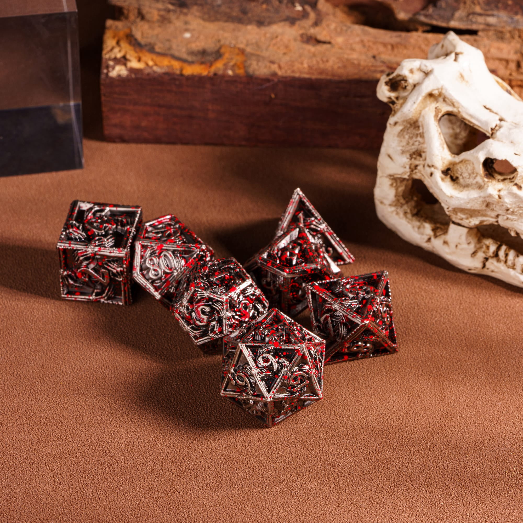 Cusdie 7-Die Metal DND Dice Set, Ghost Claw Design Metal Polyhedral D&D Dice Set for DND Dungeons and Dragons TTRPG Role Playing Games