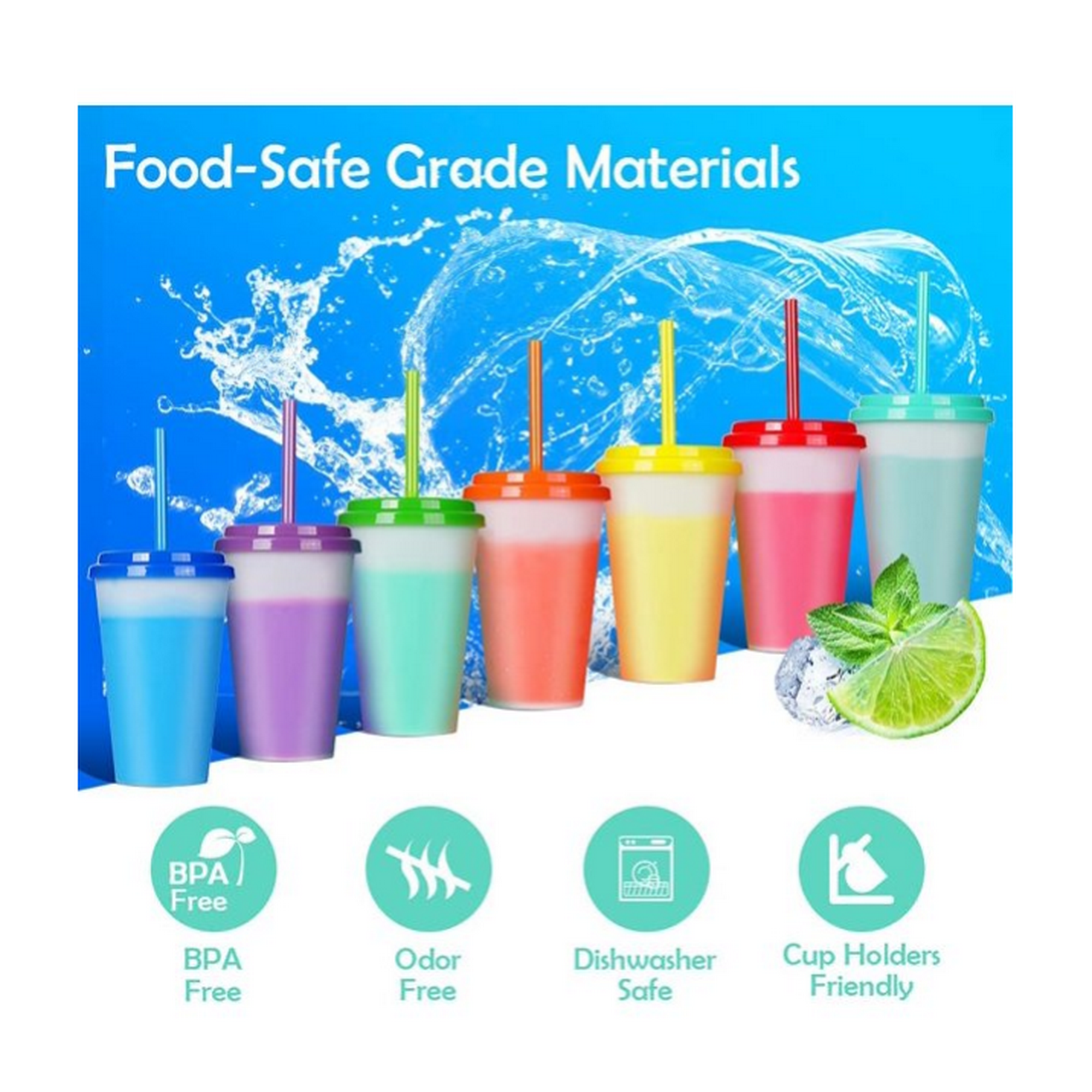 6-Pack 24oz Reusable Glitter Tumbler With Lids & Straws - Pink Plastic Iced Coffee Cup For Parties, Bulk