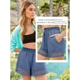 thumbnail image 2 of Shorts For Women Casual Elastic Waist Crazy Yoga Lounge Shorts - Comfy Stretch Lace Trim Summer Beach Linen Ruffle, 2 of 12