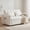 Beige, variant on AOOWOW Beige Velvet Pull Out Sofa Bed with Adjustable Backrest, Convertible Futon Loveseat for Small Spaces