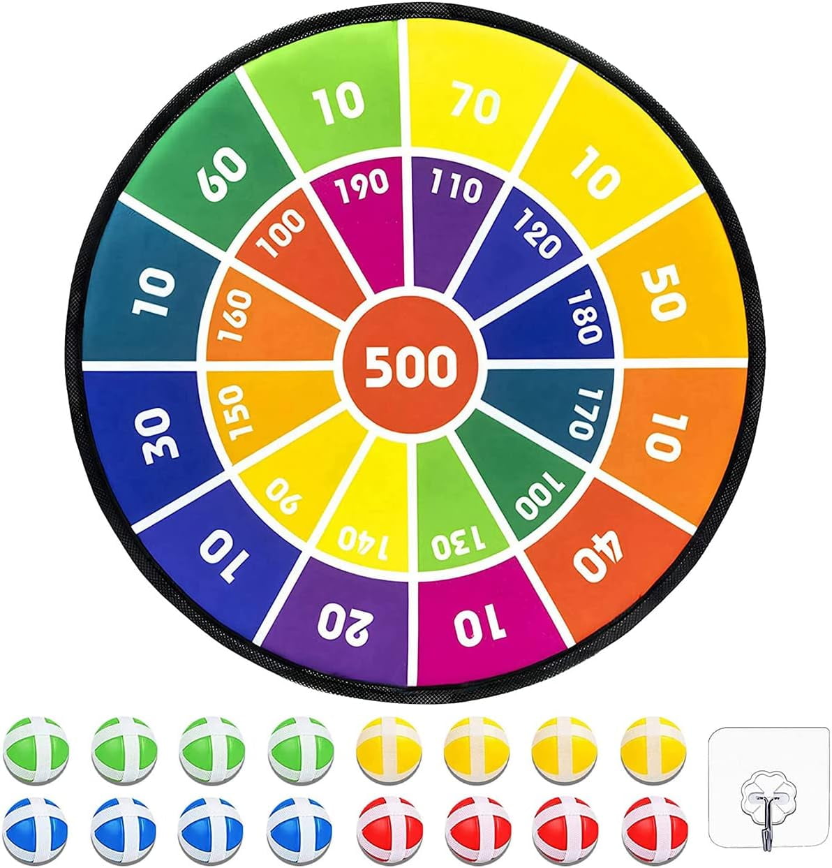 Rirool Kids Dartboard Set - Safe Board with 16 Sticky Plastic Balls - 28.3 Inches - Fun Family Party Game Gift