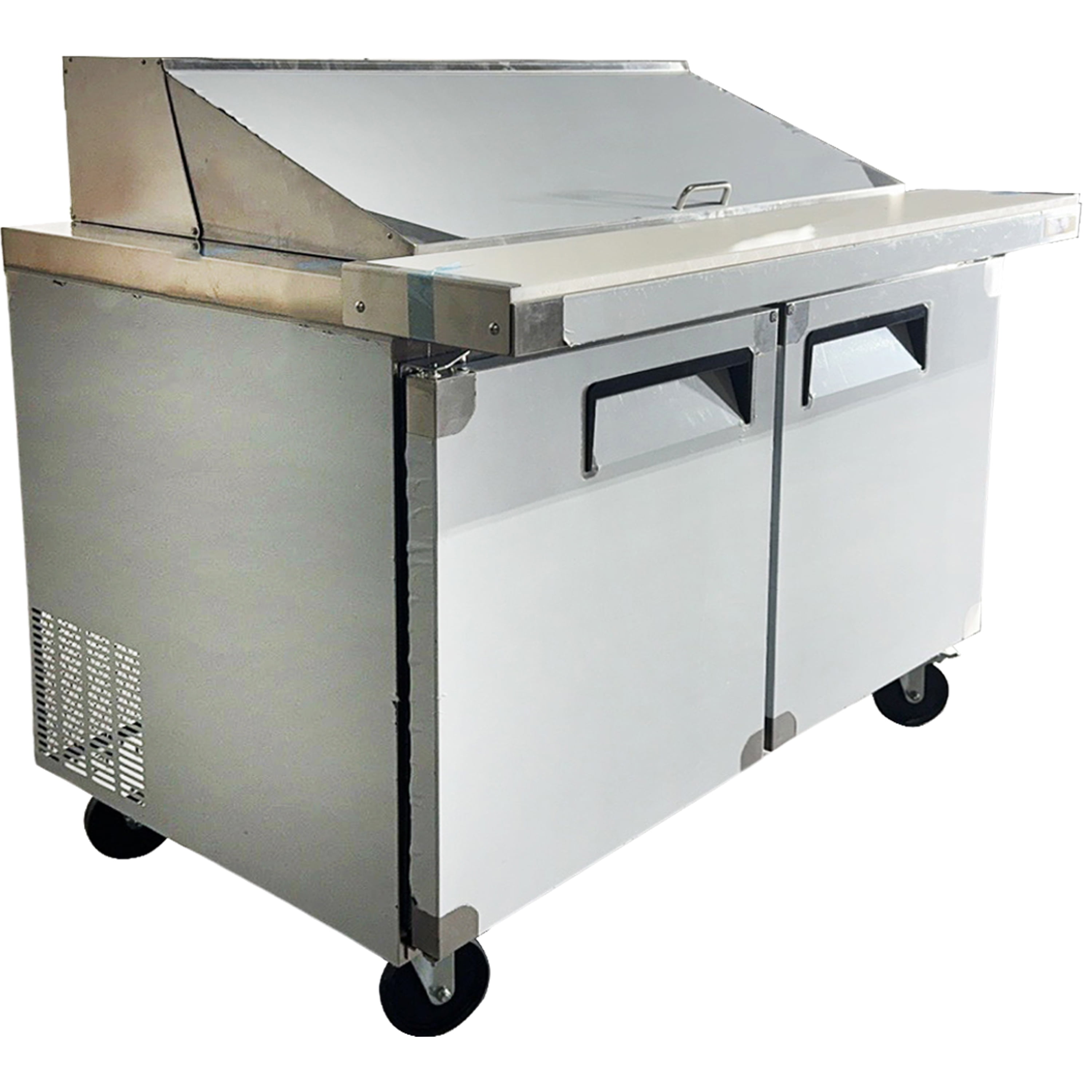 NSF 48 in. 2 Door Refrigerator Sandwich Salad Prep Table 13 Cu.Ft. Commercial Stainless Steel Pre Table Refrigerator with Cutting Board