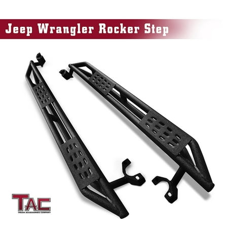 TAC Side Armor Steps for 2007-2018 Jeep Wrangler JK 4 Door (Exclude 2018 Wrangler JL Models) Textured Black Running Boards Nerf Bars Step Rail for
