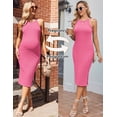 thumbnail image 3 of Ekouaer Sleeveless Maternity Midi Dress Halter Neck Pregnancy Dress for Baby Shower/Photoshoot/Holiday, 3 of 6