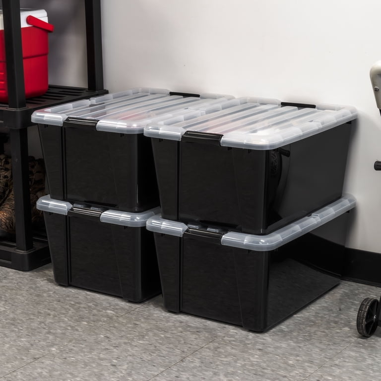 11 Gallon Stackable Plastic Storage Bins with Lids, 4 Pack photo 4
