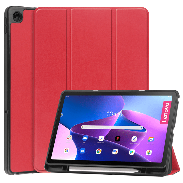 For Compatible Lenovo Tab M10 Plus Tablet Cover 10.6" Slim Tri-Fold Stand Smart Cover, Multi-View Stand soft shell Folio Cover Auto Sleep/Wake Protection Red